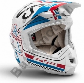 Кроссовый шлем EVS T5 Rally белый, синий, красный L