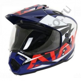 Шлем мотард ATAKI JK802 Rampage синий/красный глянцевый, XL