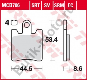Тормозные колодки TRW MCB706SRM -2 комплекта