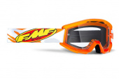 Детская маска для мотокросса Powercore Assault бело - оранжевая с прозрачной линзой