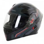 Шлем (модуляр + очки) Ataki JK902 Shape черный/серый матовый, S