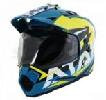 Шлем мотард ATAKI JK802 Rampage синий/Hi-Vis желтый глянцевый, L