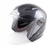 Шлем (открытый со стеклом + очки) Ataki JK526 Carbon черный/серый глянцевый, M