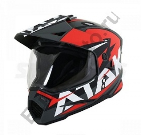 Шлем мотард ATAKI JK802 Rampage (красный/серый матовый, XL