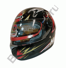 Шлем детский (интеграл) SAFEBET HF-909 черный-серебристый-красный  E07 M