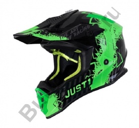Шлем кроссовый JUST1 J38 Mask Hi-Vis зеленый/серый/черный, L