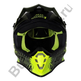 Шлем кроссовый JUST1 J38 Mask (Hi-Vis желтый/черный/хаки матовый, XL