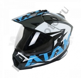 Шлем мотард ATAKI JK802 Rampage серый/синий глянцевый, XL