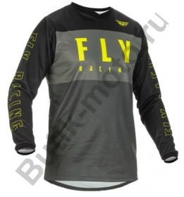 Джерси FLY RACING F-16 (2022) (детская) серый/черный/Hi-Vis желтый, YS